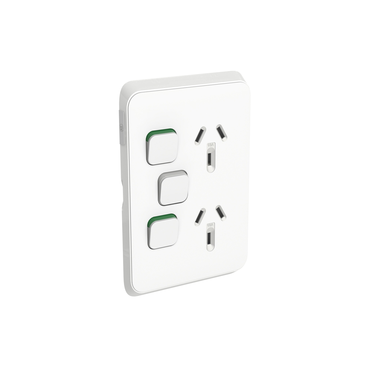 PDL392X-VW - PDL Iconic Double Switched Socket + Switch Vertical 10Amp - Vivid White